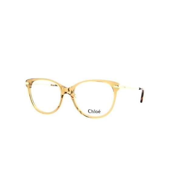 Chloé Womens Cat Eye Brown Gold Transparent Fashion Designer Eyewear - Picture 1 of 5